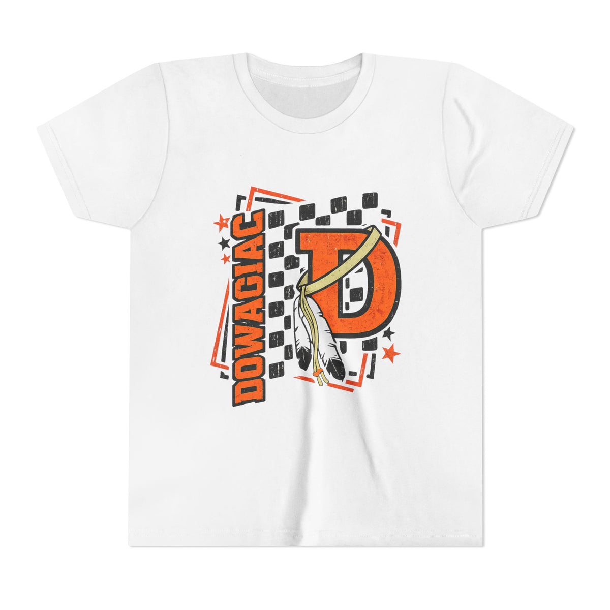 Youth Tee — 'Dowagiac D' Sports Logo Shirt (Cheer Lyrics Back)