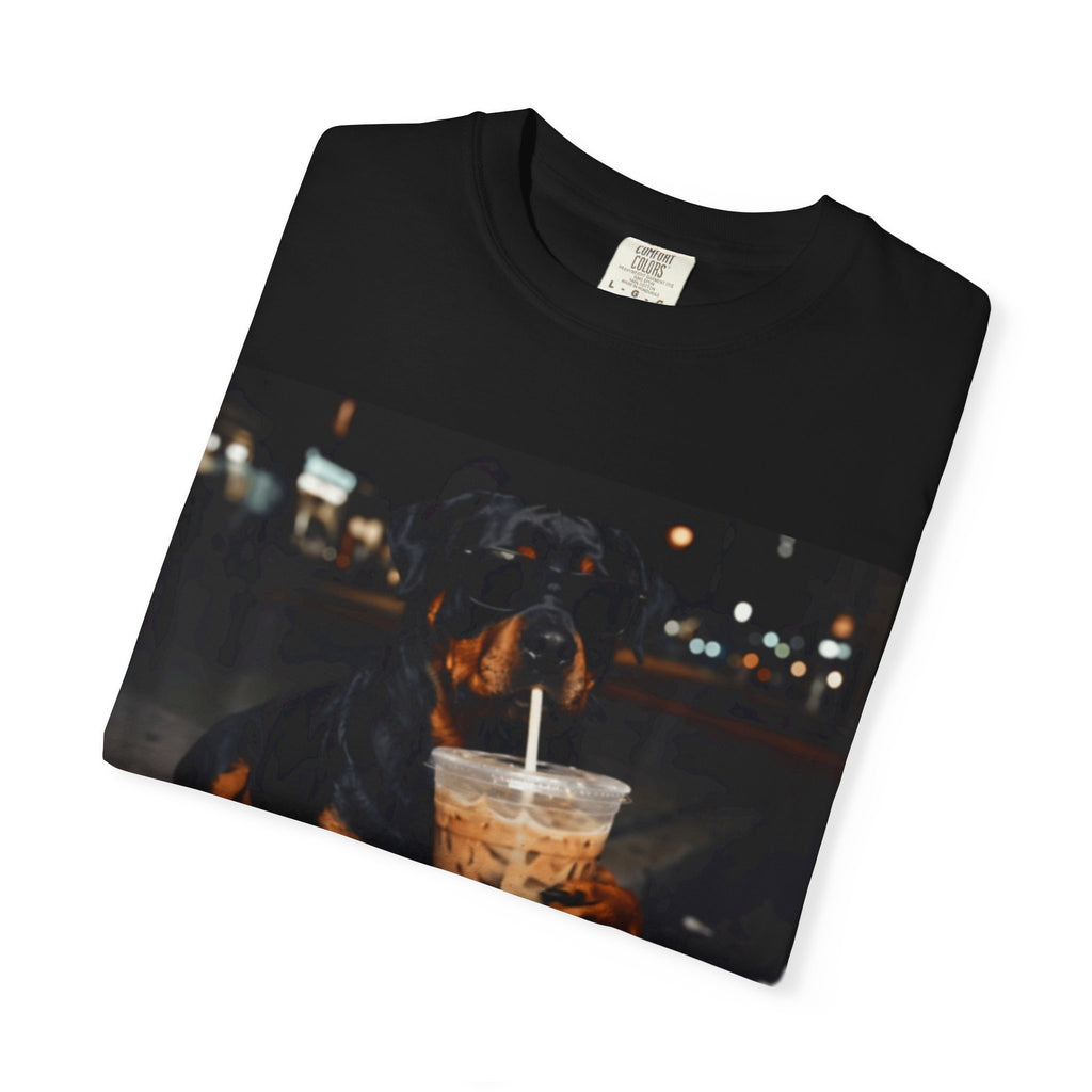 Adult Unisex Garment-Dyed T-shirt Rottweiler Iced Coffee