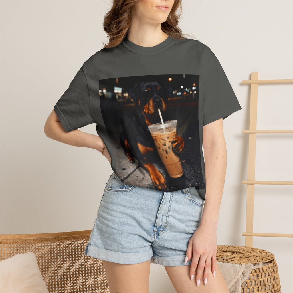 Adult Unisex Garment-Dyed T-shirt Rottweiler Iced Coffee
