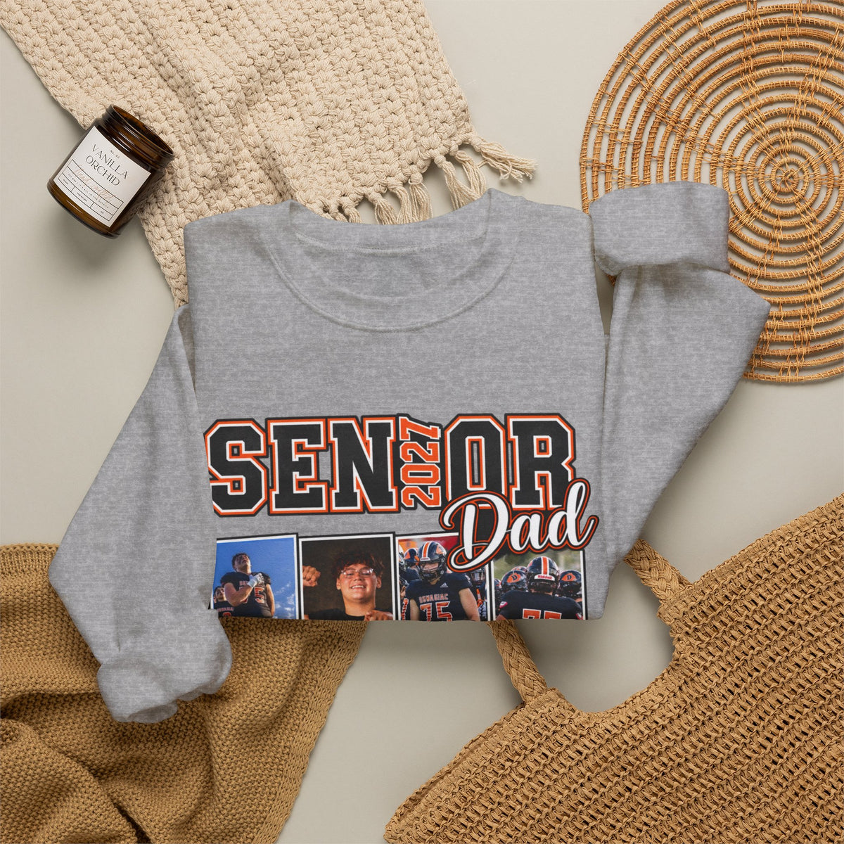 Senior Dad Photo Collage Sweatshirt — Custom Player Name & Number 75
