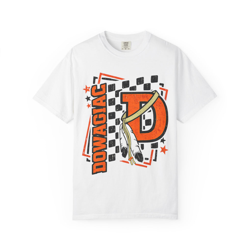 Dowagiac D T-Shirt — Vintage Checkered School Spirit Tee
