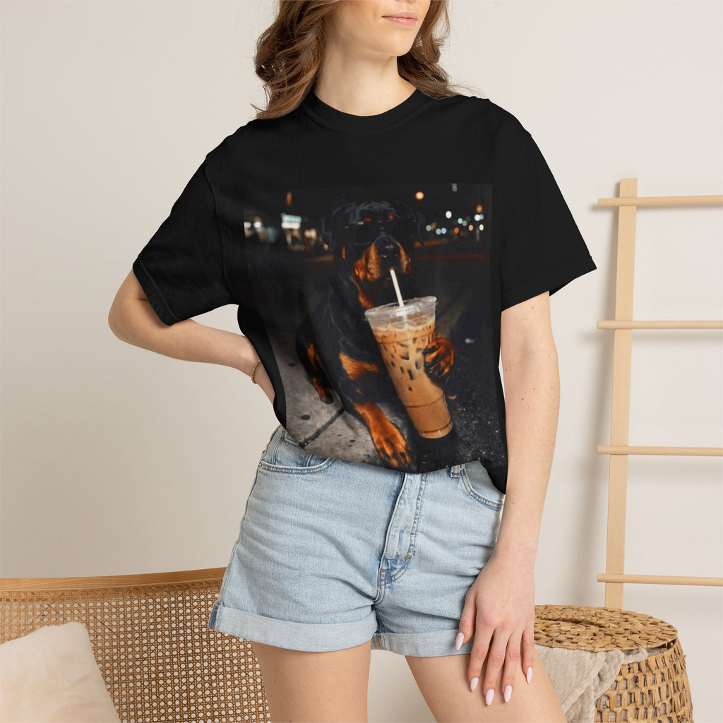 Adult Unisex Garment-Dyed T-shirt Rottweiler Iced Coffee