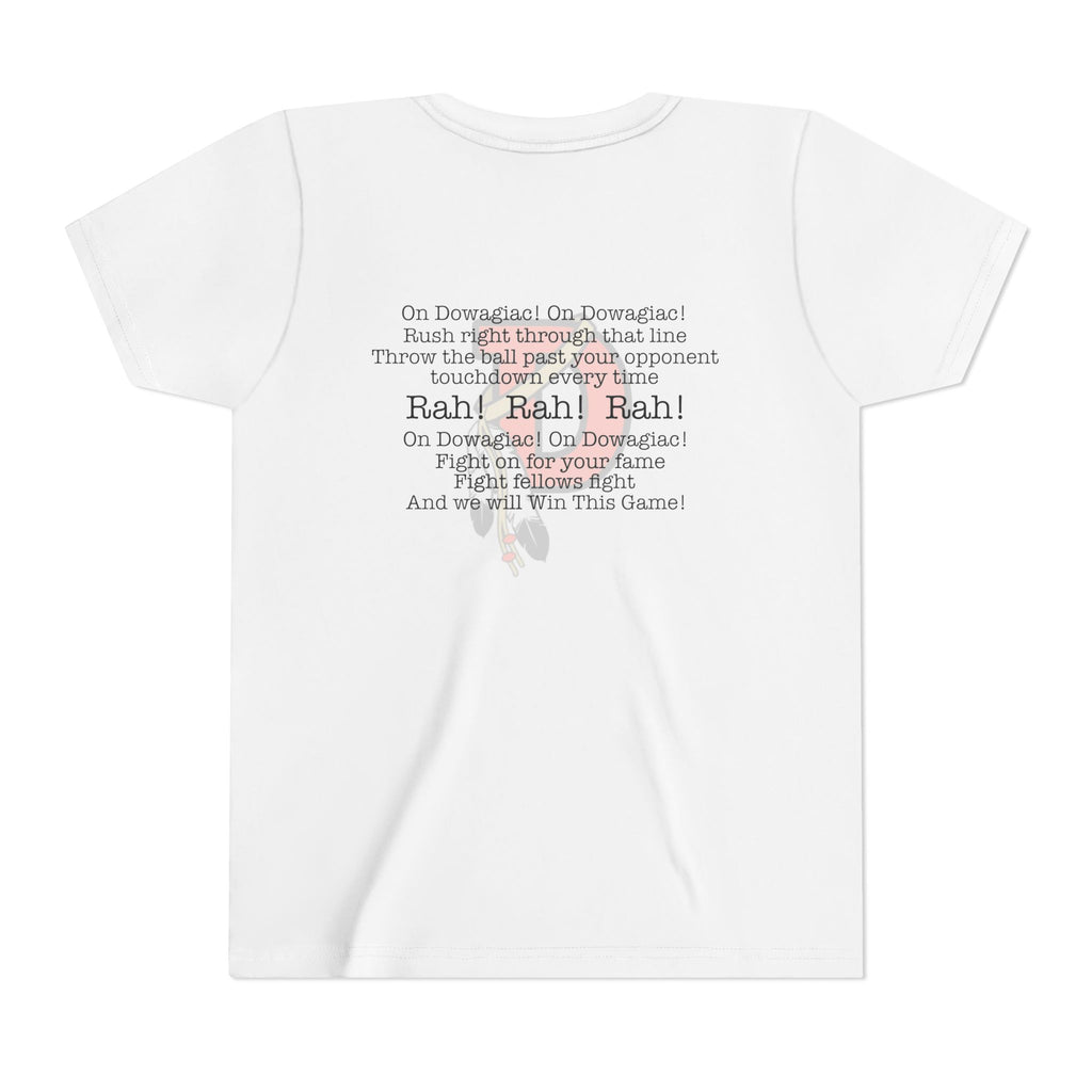 Youth Tee — 'Dowagiac D' Sports Logo Shirt (Cheer Lyrics Back)