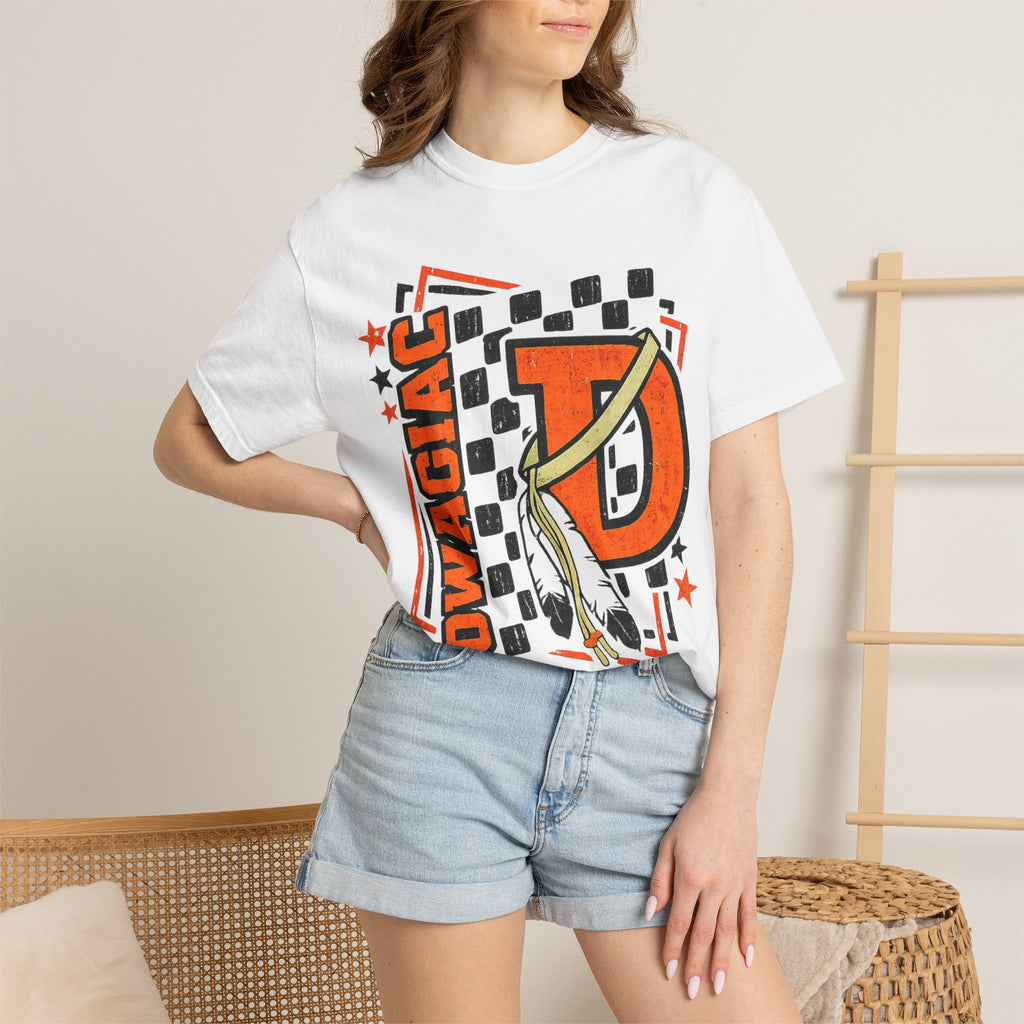 Dowagiac D T-Shirt — Vintage Checkered School Spirit Tee