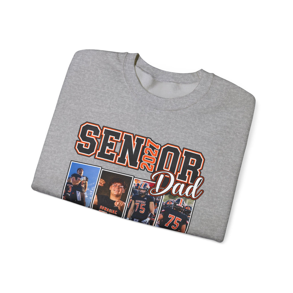 Senior Dad Photo Collage Sweatshirt — Custom Player Name & Number 75
